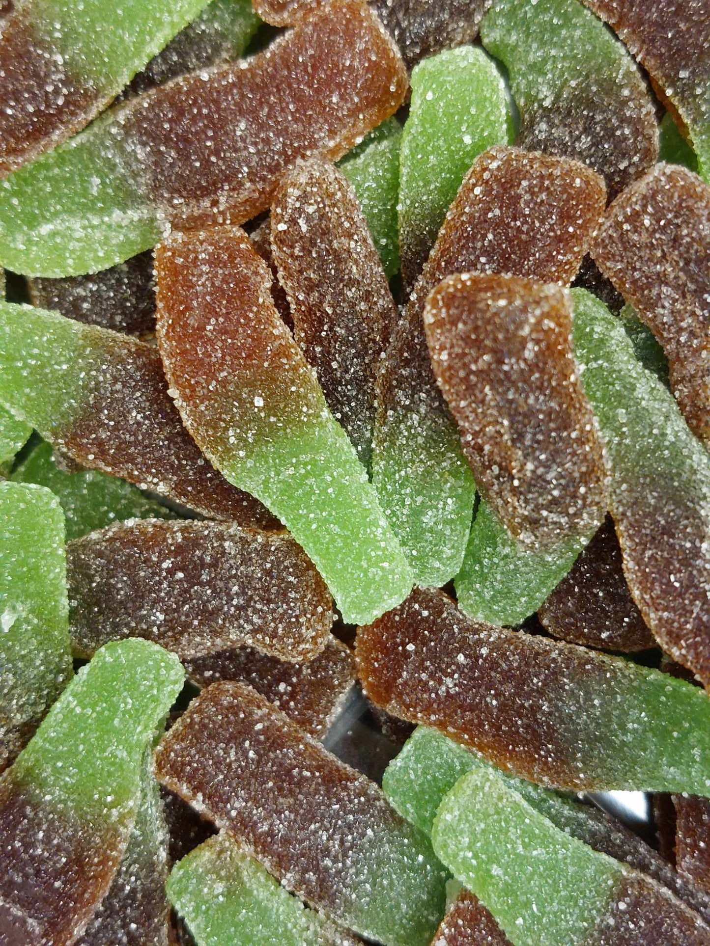 Bouteille de coca acidulées marron et vertes (100g)