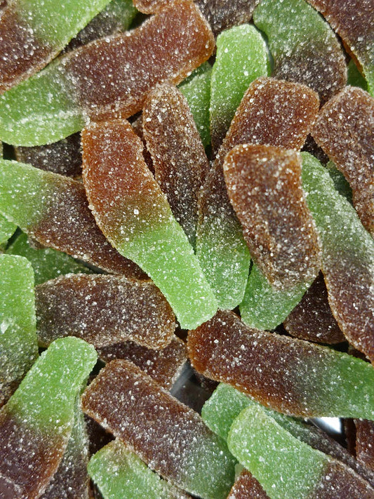 Bouteille de coca acidulées marron et vertes (100g)