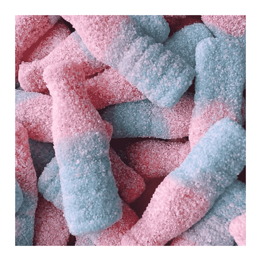 Bouteille de coca acidulées rose et bleu (100g)